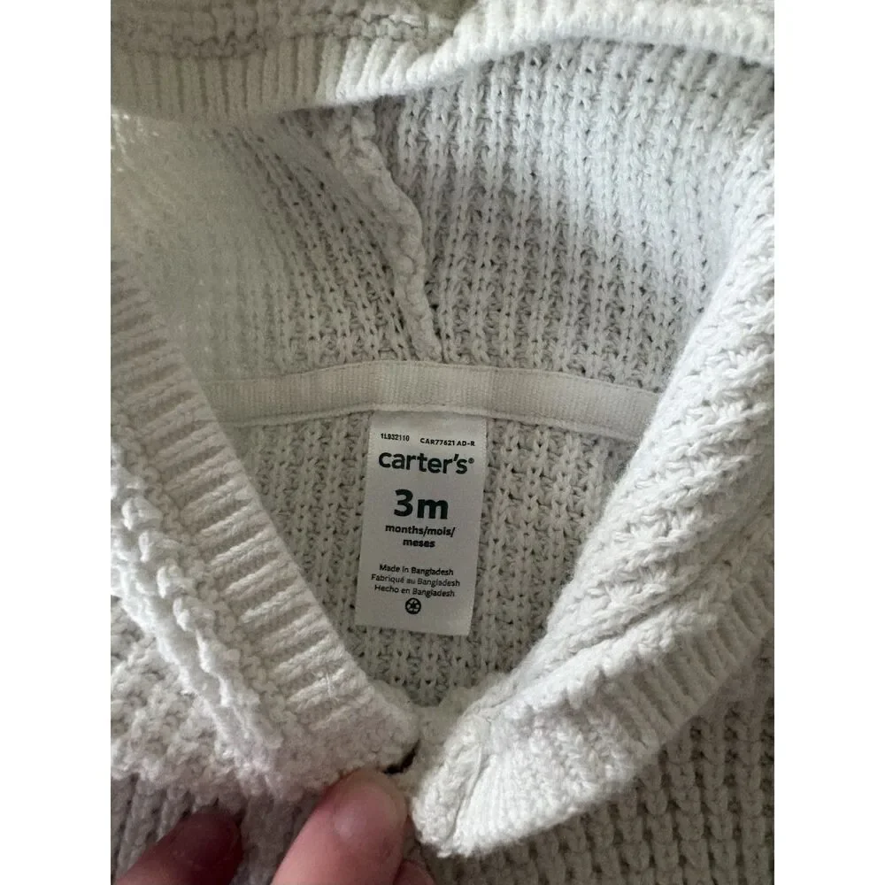 Carter's White Knit Sweater Jacket Size 3 Months